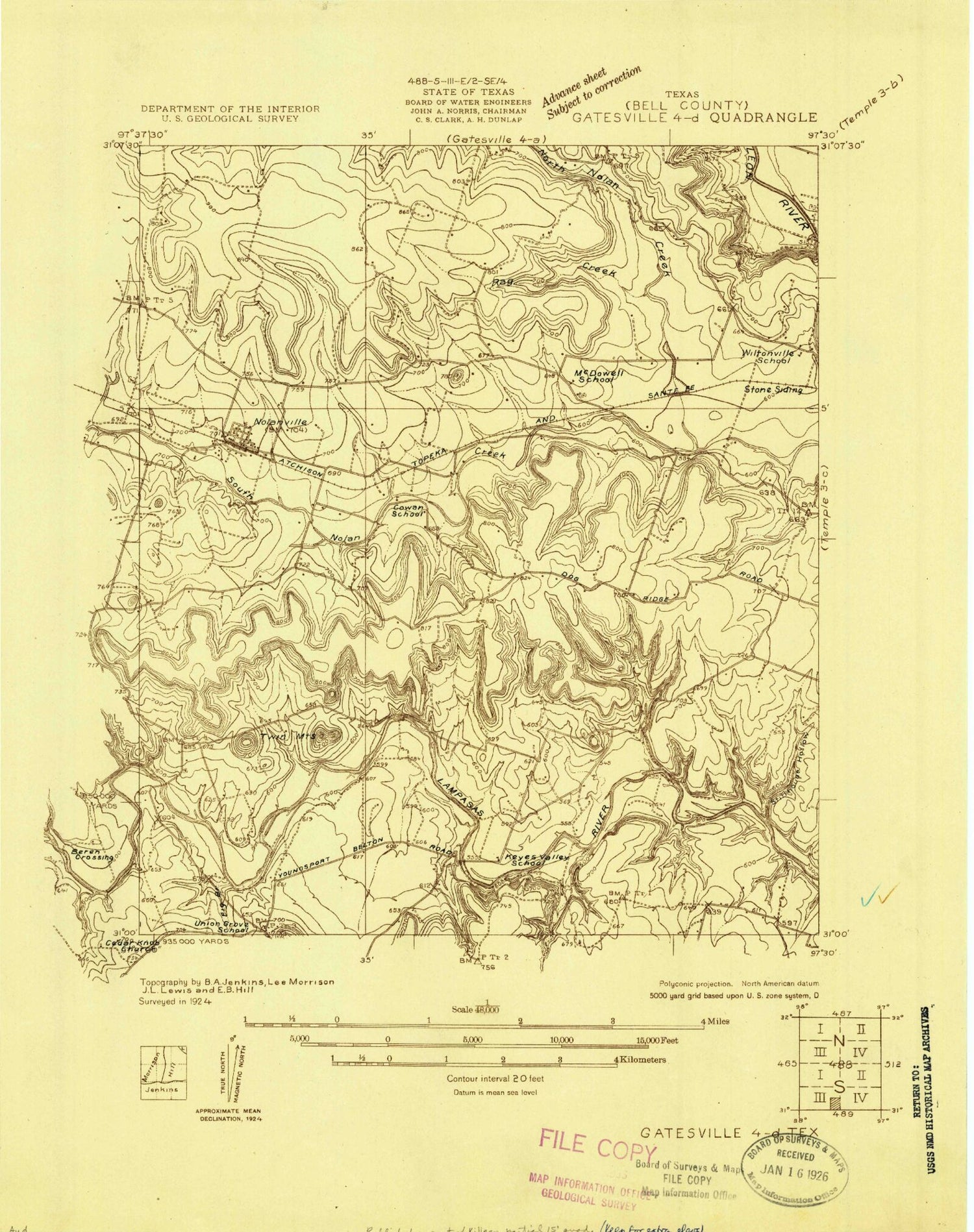 Classic USGS Nolanville Texas 7.5'x7.5' Topo Map Image