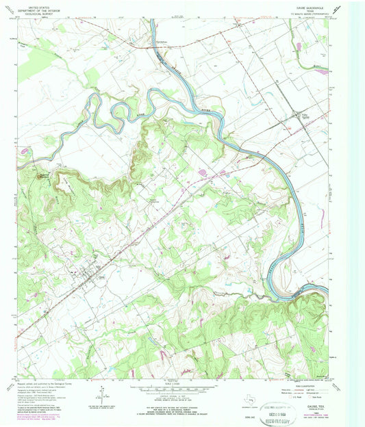 Classic USGS Gause Texas 7.5'x7.5' Topo Map Image