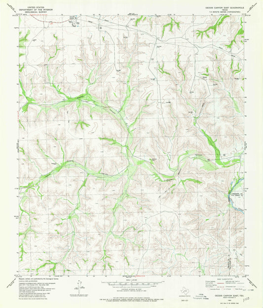 Classic USGS Geddis Canyon East Texas 7.5'x7.5' Topo Map Image