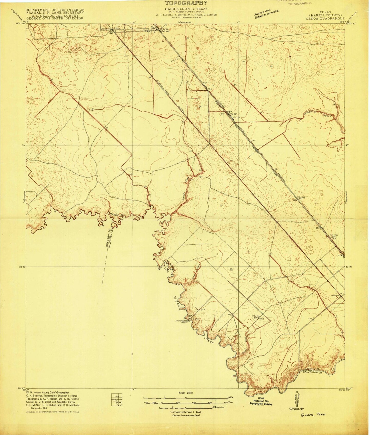 Classic USGS Friendswood Texas 7.5'x7.5' Topo Map Image