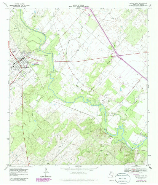 Classic USGS George West Texas 7.5'x7.5' Topo Map Image