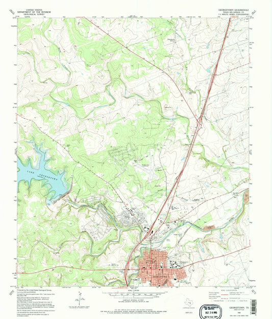 Classic USGS Georgetown Texas 7.5'x7.5' Topo Map Image
