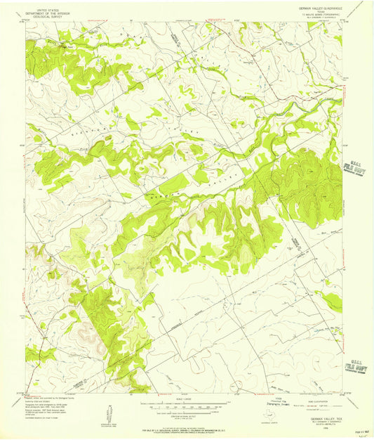Classic USGS German Valley Texas 7.5'x7.5' Topo Map Image