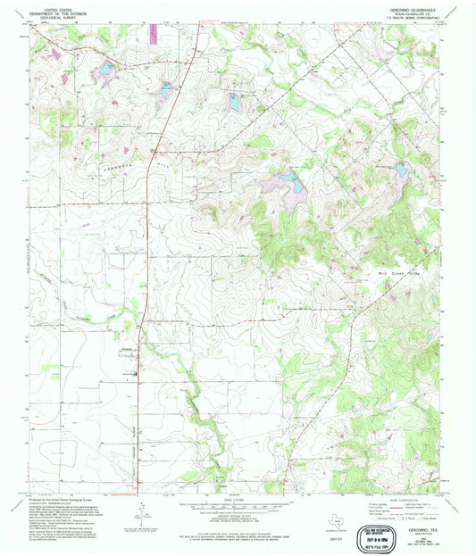 Classic USGS Geronimo Texas 7.5'x7.5' Topo Map Image