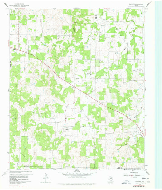 Classic USGS Gibtown Texas 7.5'x7.5' Topo Map Image