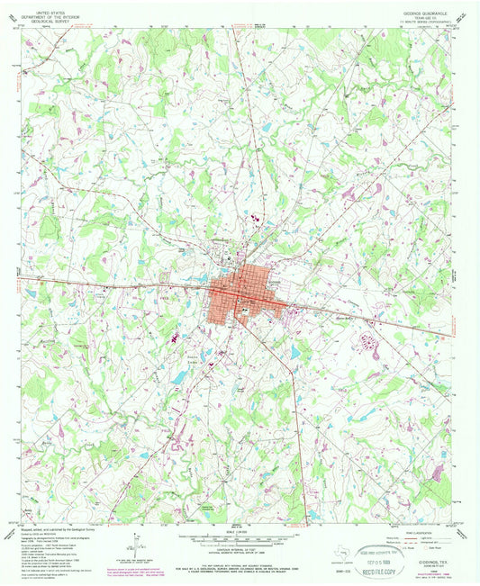 Classic USGS Giddings Texas 7.5'x7.5' Topo Map Image