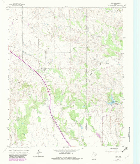 Classic USGS Giles Texas 7.5'x7.5' Topo Map Image
