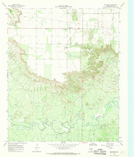 Classic USGS Gilliland Texas 7.5'x7.5' Topo Map Image