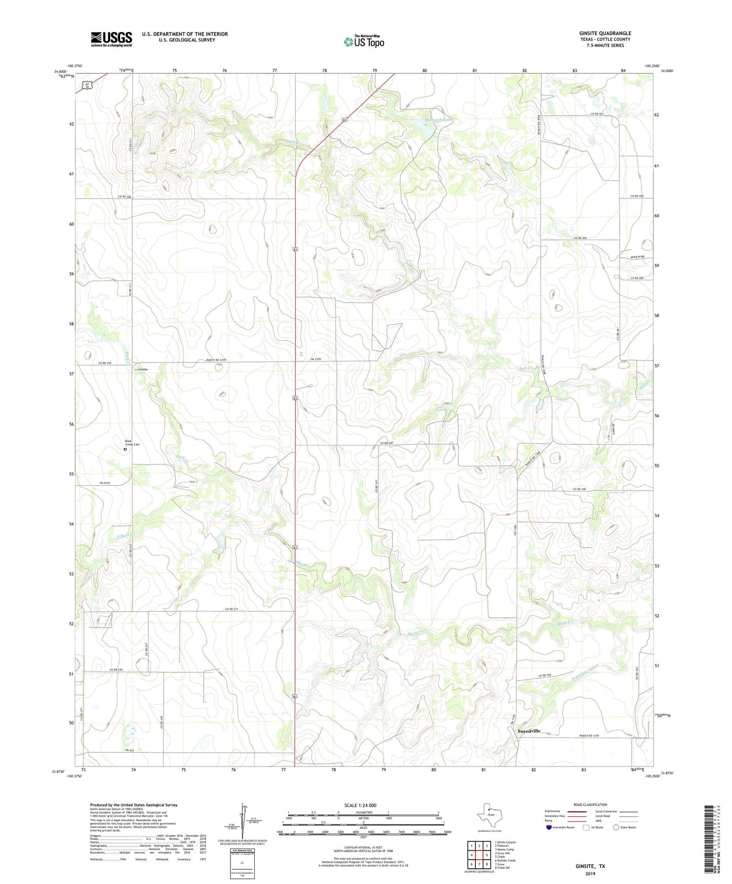 Ginsite Texas US Topo Map Image