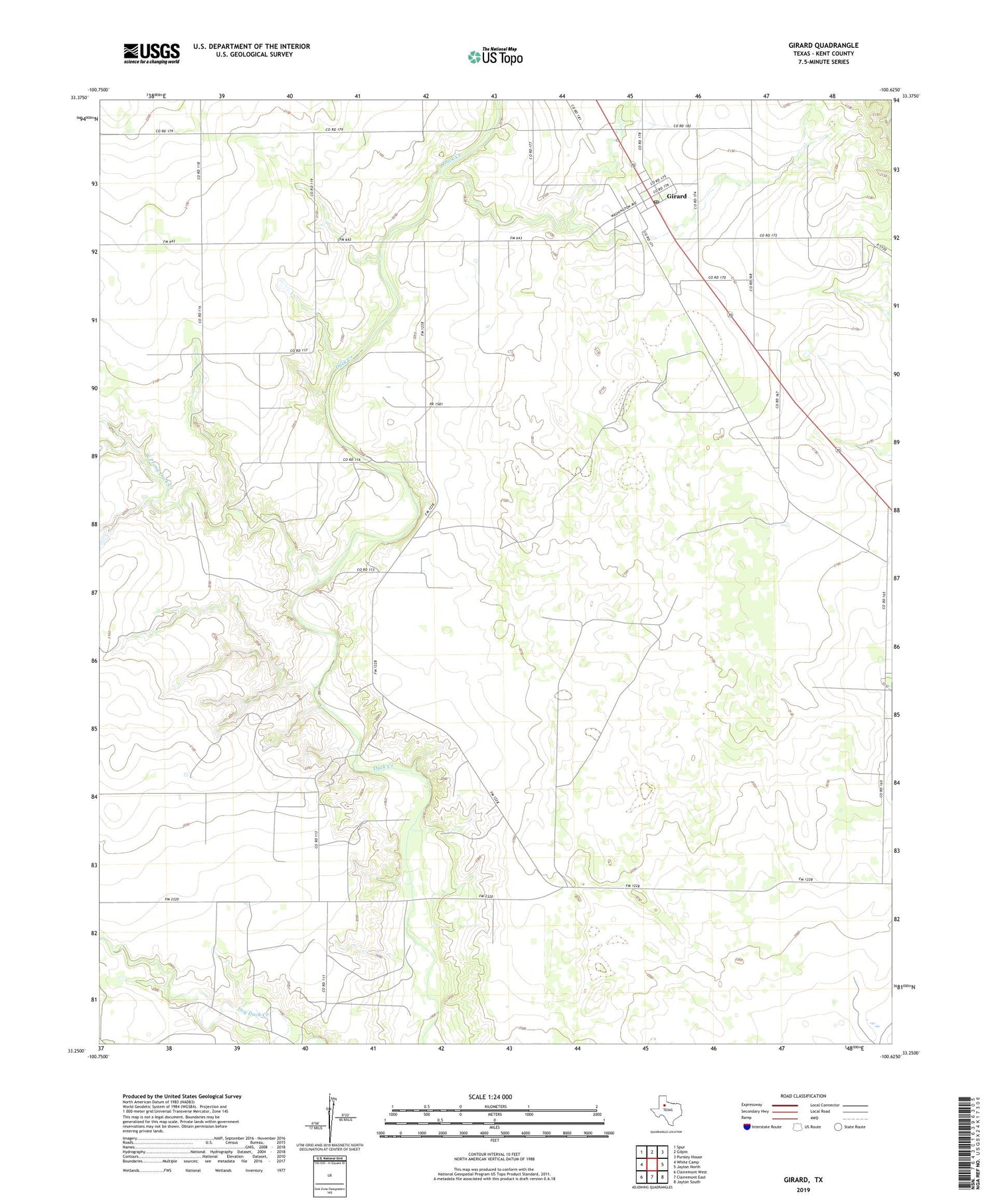 Girard Texas US Topo Map Image
