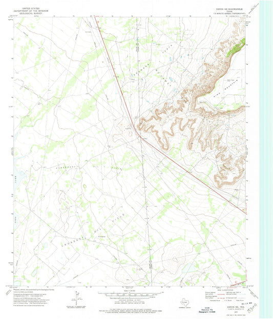 Classic USGS Girvin NE Texas 7.5'x7.5' Topo Map Image