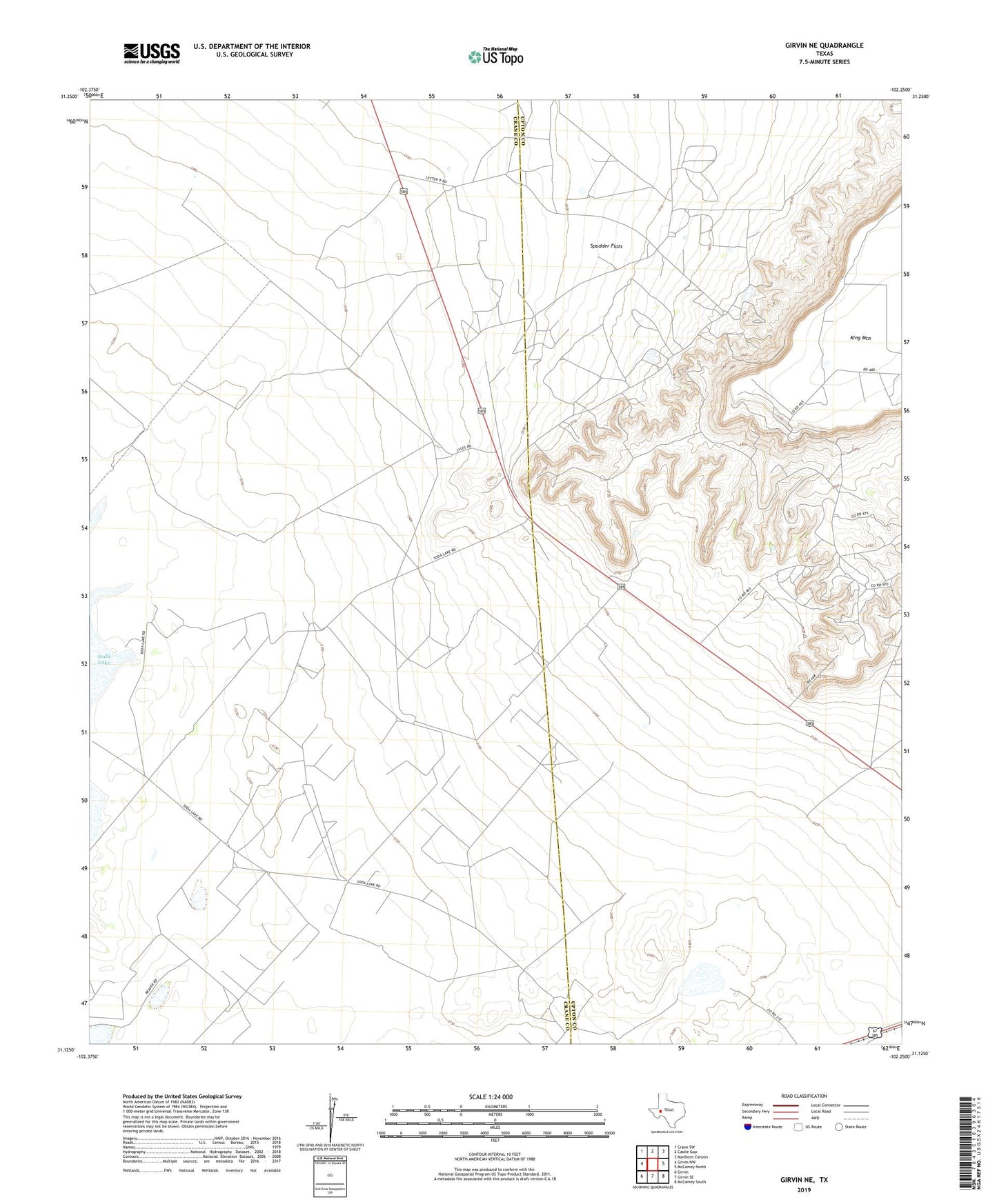 Girvin NE Texas US Topo Map Image