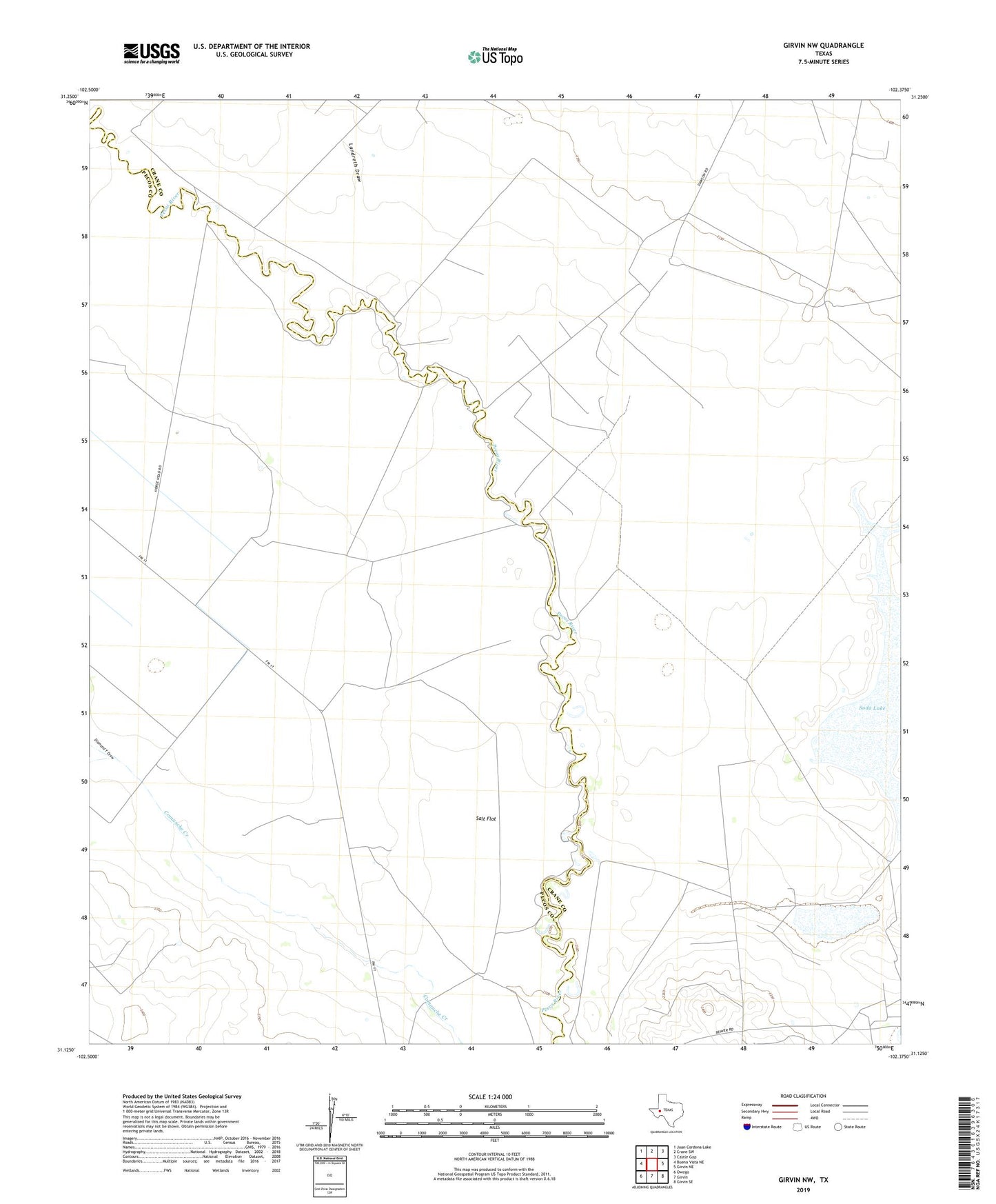 Girvin NW Texas US Topo Map Image