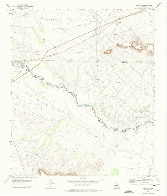 Classic USGS Girvin SE Texas 7.5'x7.5' Topo Map Image