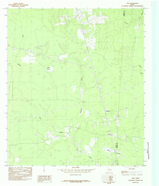 Classic USGS Gist Texas 7.5'x7.5' Topo Map Image
