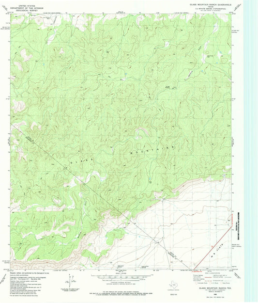 Classic USGS Glass Mountain Ranch Texas 7.5'x7.5' Topo Map Image