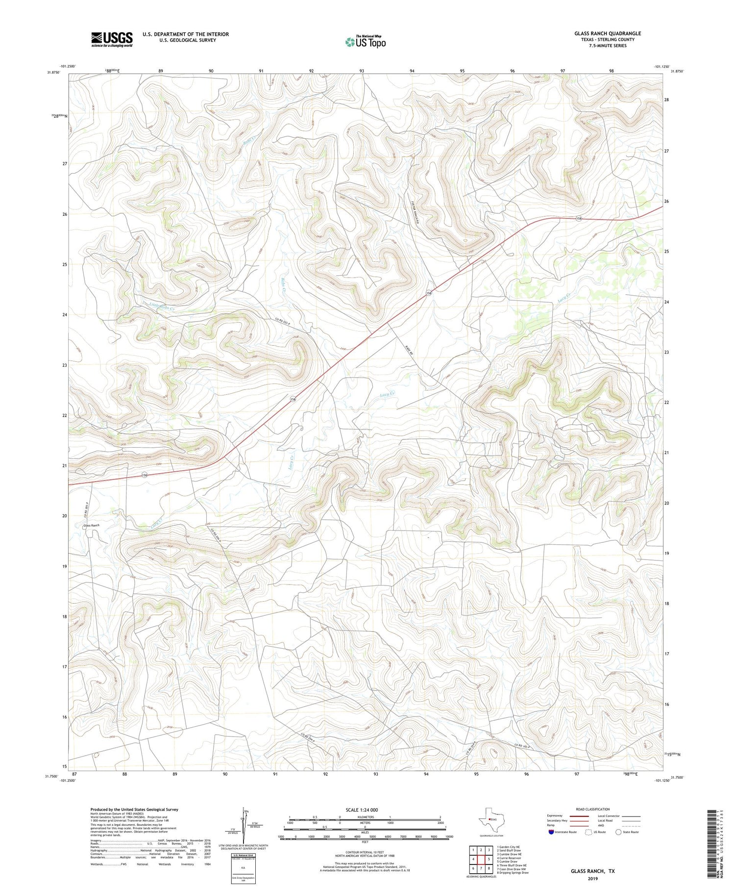 Glass Ranch Texas US Topo Map Image