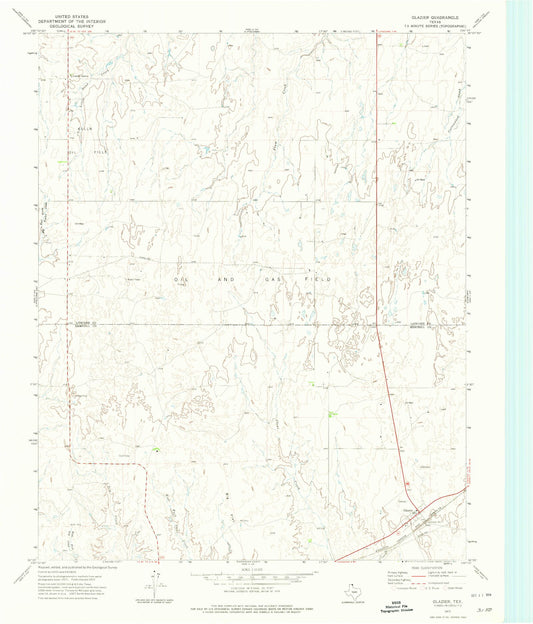 Classic USGS Glazier Texas 7.5'x7.5' Topo Map Image