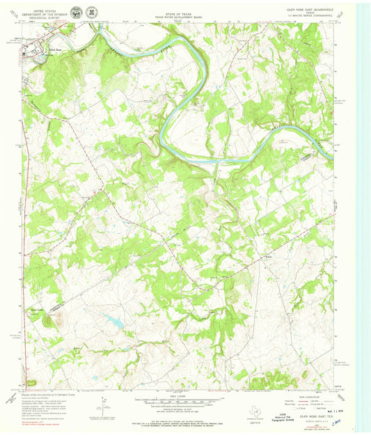 Classic USGS Glen Rose East Texas 7.5'x7.5' Topo Map Image