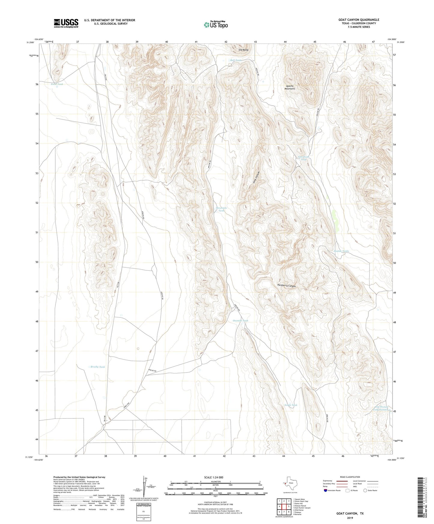 Goat Canyon Texas US Topo Map Image