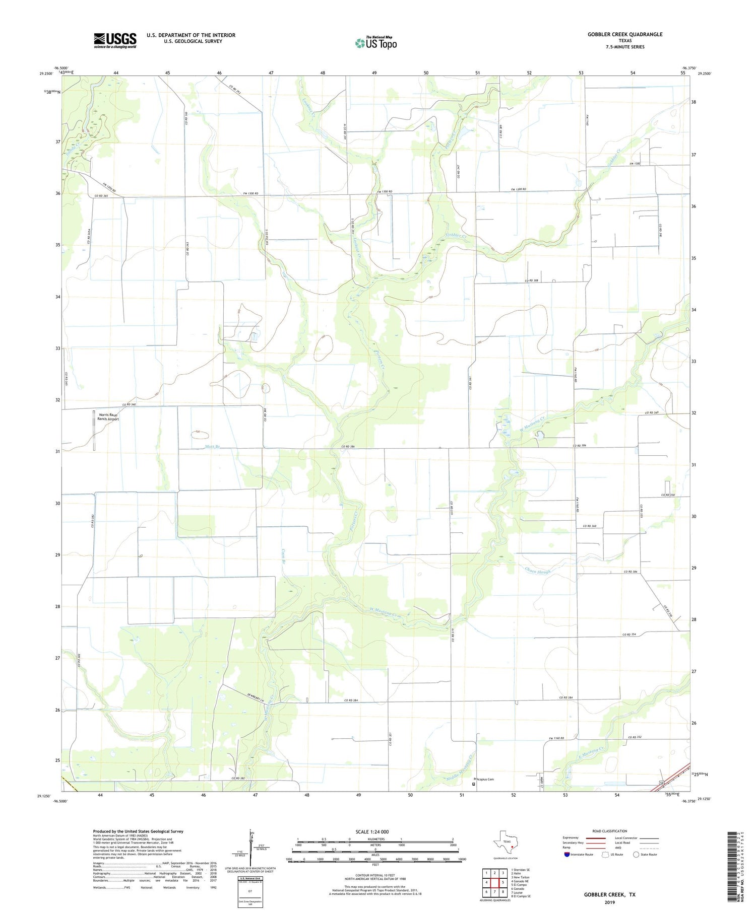 Gobbler Creek Texas US Topo Map Image