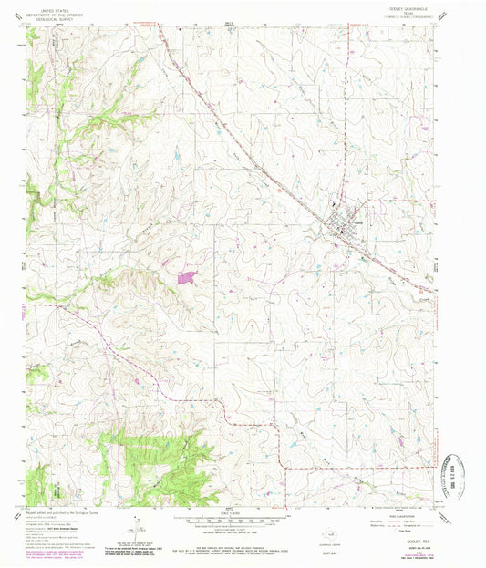 Classic USGS Godley Texas 7.5'x7.5' Topo Map Image
