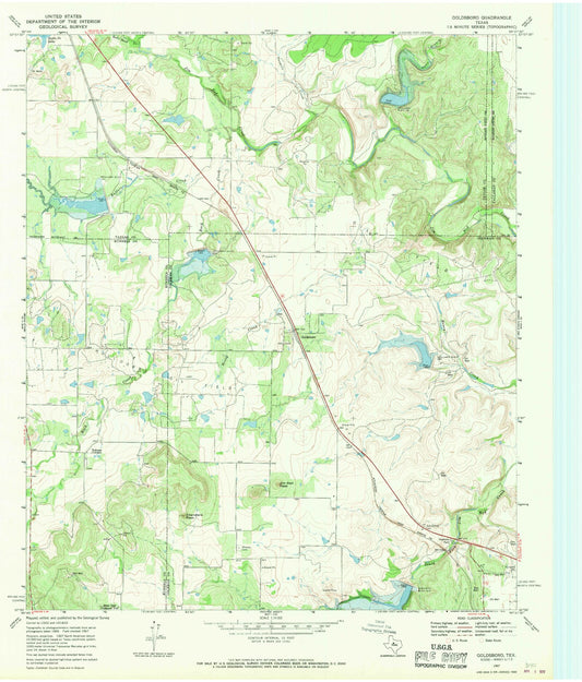 Classic USGS Goldsboro Texas 7.5'x7.5' Topo Map Image