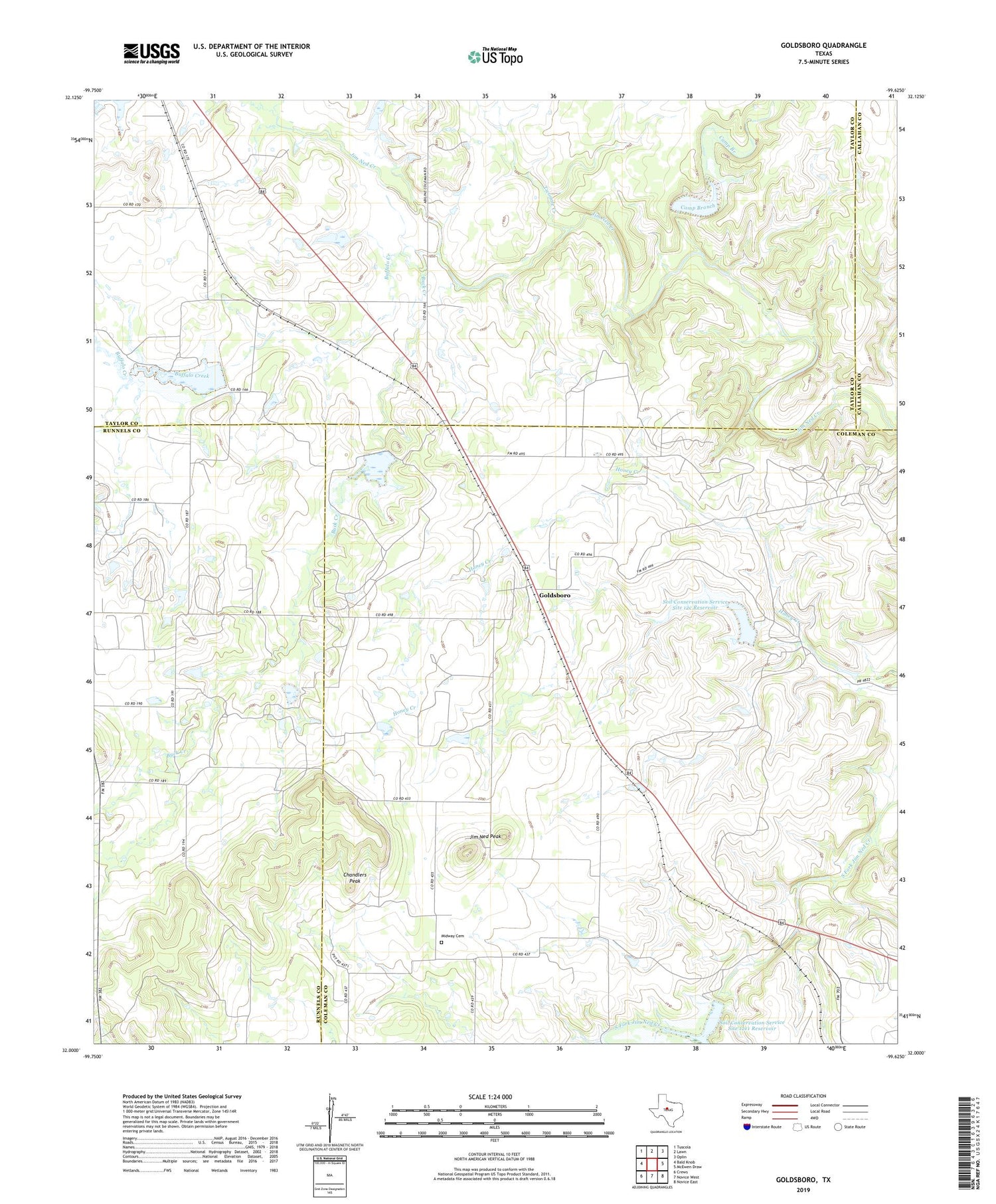 Goldsboro Texas US Topo Map Image