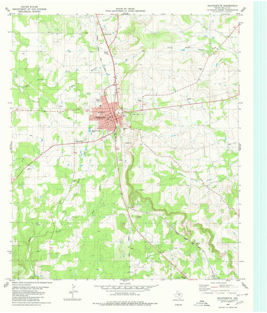 Classic USGS Goldthwaite Texas 7.5'x7.5' Topo Map Image