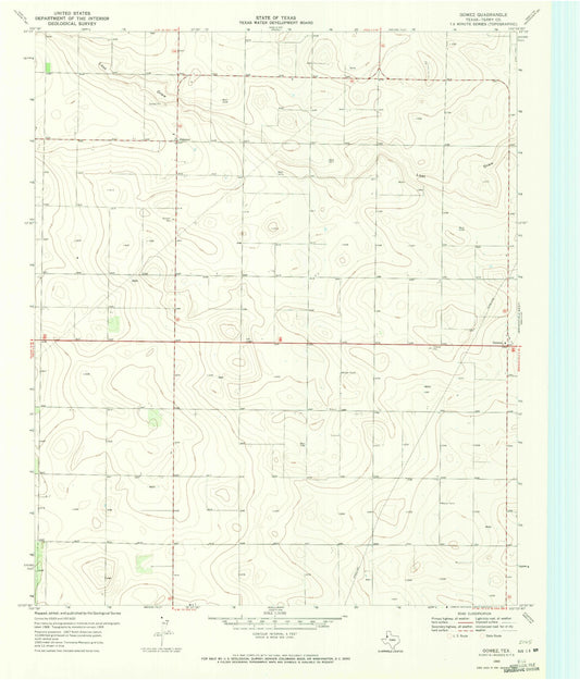 Classic USGS Gomez Texas 7.5'x7.5' Topo Map Image