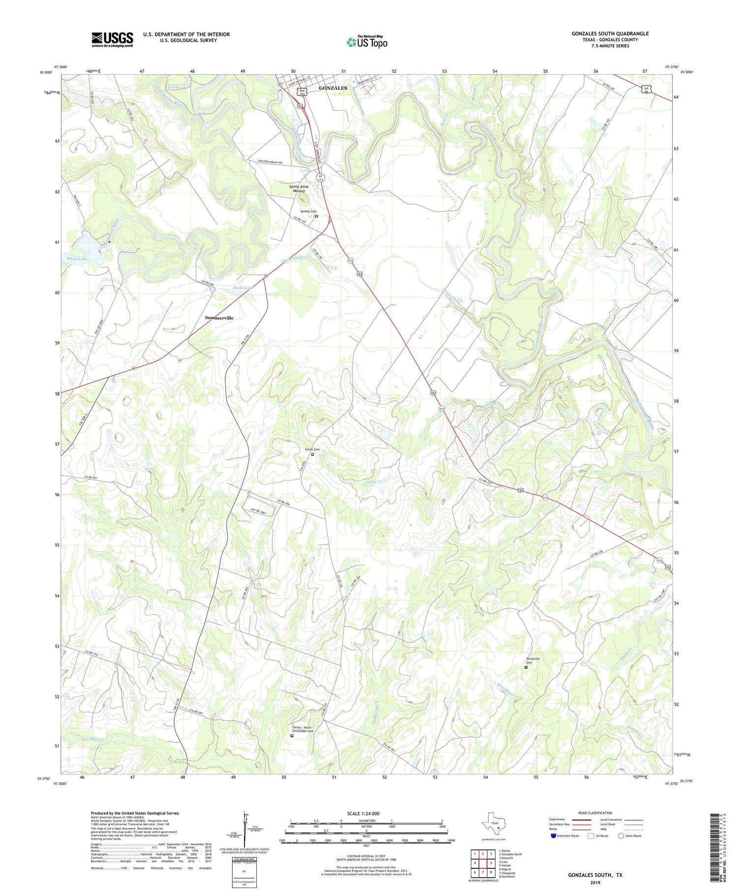 Gonzales South Texas US Topo Map Image