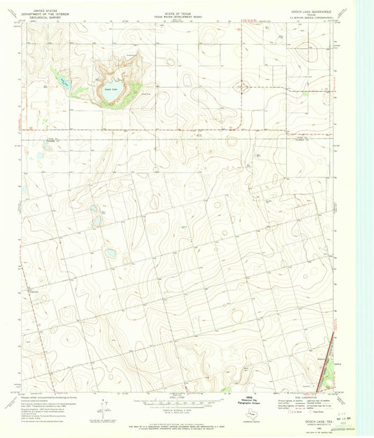 Classic USGS Gooch Lake Texas 7.5'x7.5' Topo Map Image