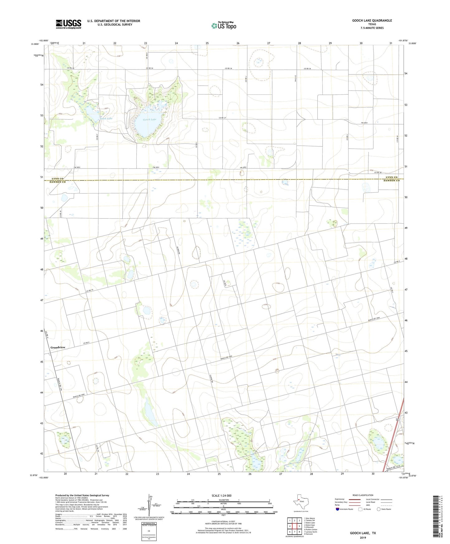 Gooch Lake Texas US Topo Map Image