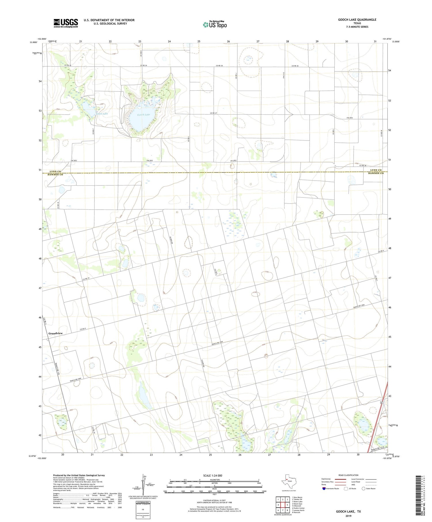 Gooch Lake Texas US Topo Map Image