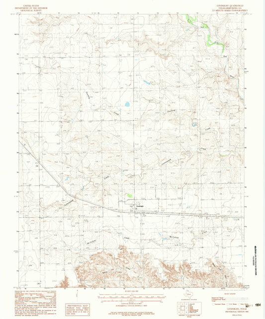Classic USGS Goodnight Texas 7.5'x7.5' Topo Map Image