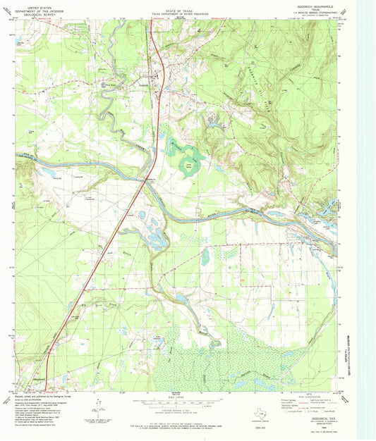 Classic USGS Goodrich Texas 7.5'x7.5' Topo Map Image