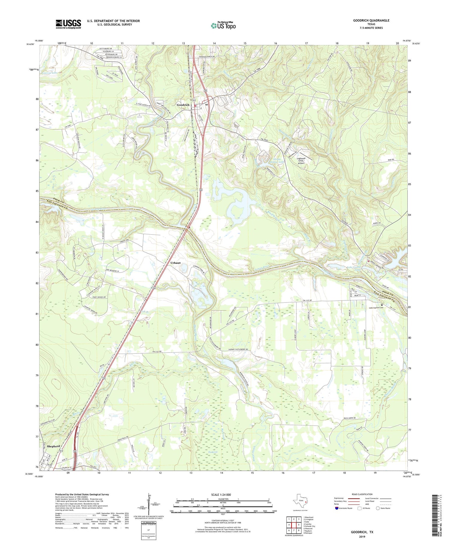 Goodrich Texas US Topo Map Image