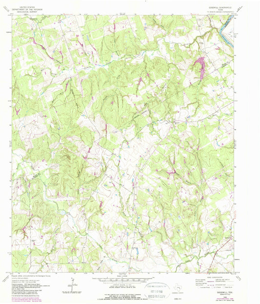 Classic USGS Goodwill Texas 7.5'x7.5' Topo Map Image