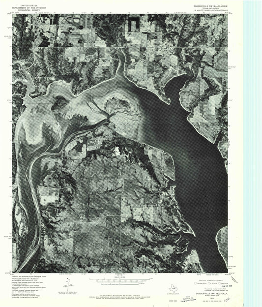 Classic USGS Lebanon Oklahoma 7.5'x7.5' Topo Map Image