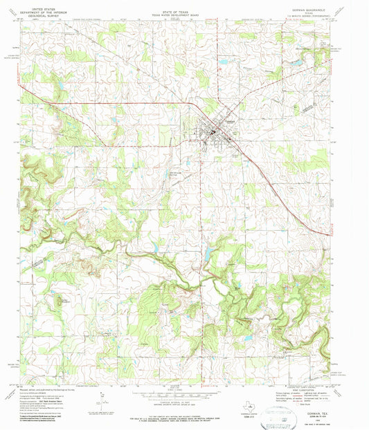Classic USGS Gorman Texas 7.5'x7.5' Topo Map Image