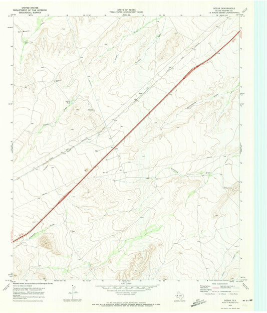 Classic USGS Gozar Texas 7.5'x7.5' Topo Map Image