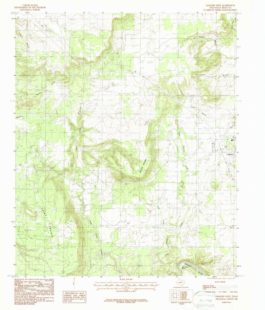 Classic USGS Graford West Texas 7.5'x7.5' Topo Map Image