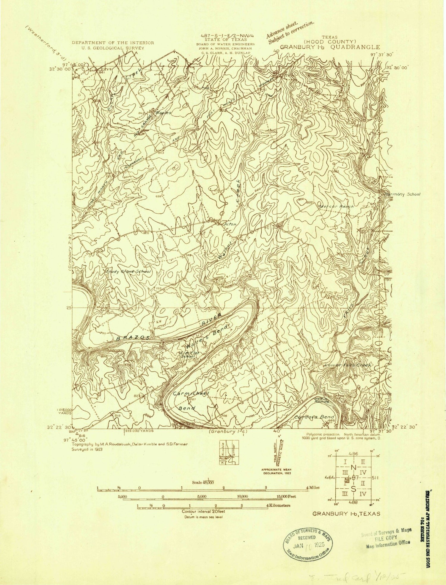 Classic USGS Acton Texas 7.5'x7.5' Topo Map Image