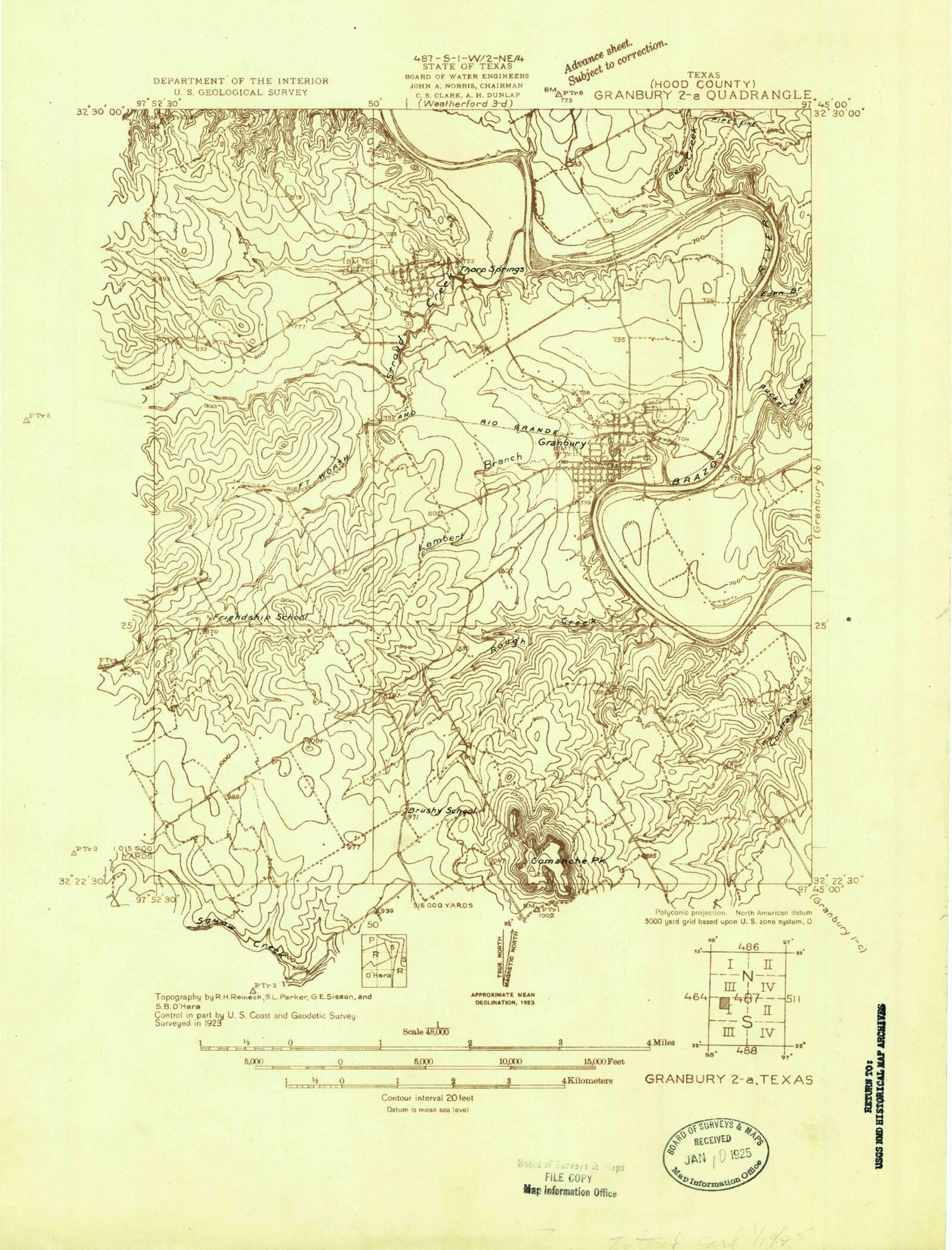 Classic USGS Granbury Texas 7.5'x7.5' Topo Map Image
