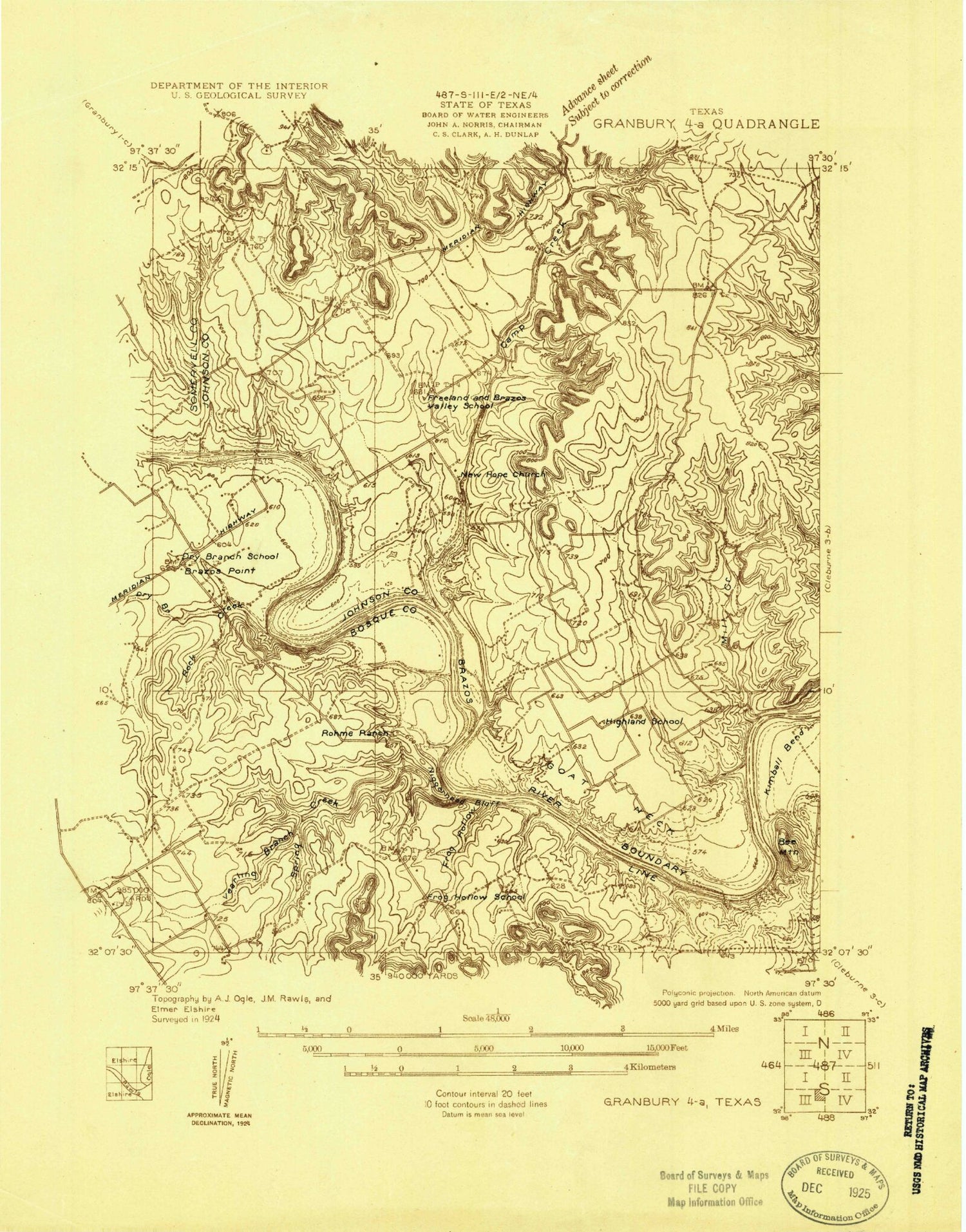 Classic USGS Brazos Point Texas 7.5'x7.5' Topo Map Image