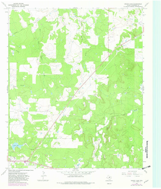 Classic USGS Grand Lake Texas 7.5'x7.5' Topo Map Image