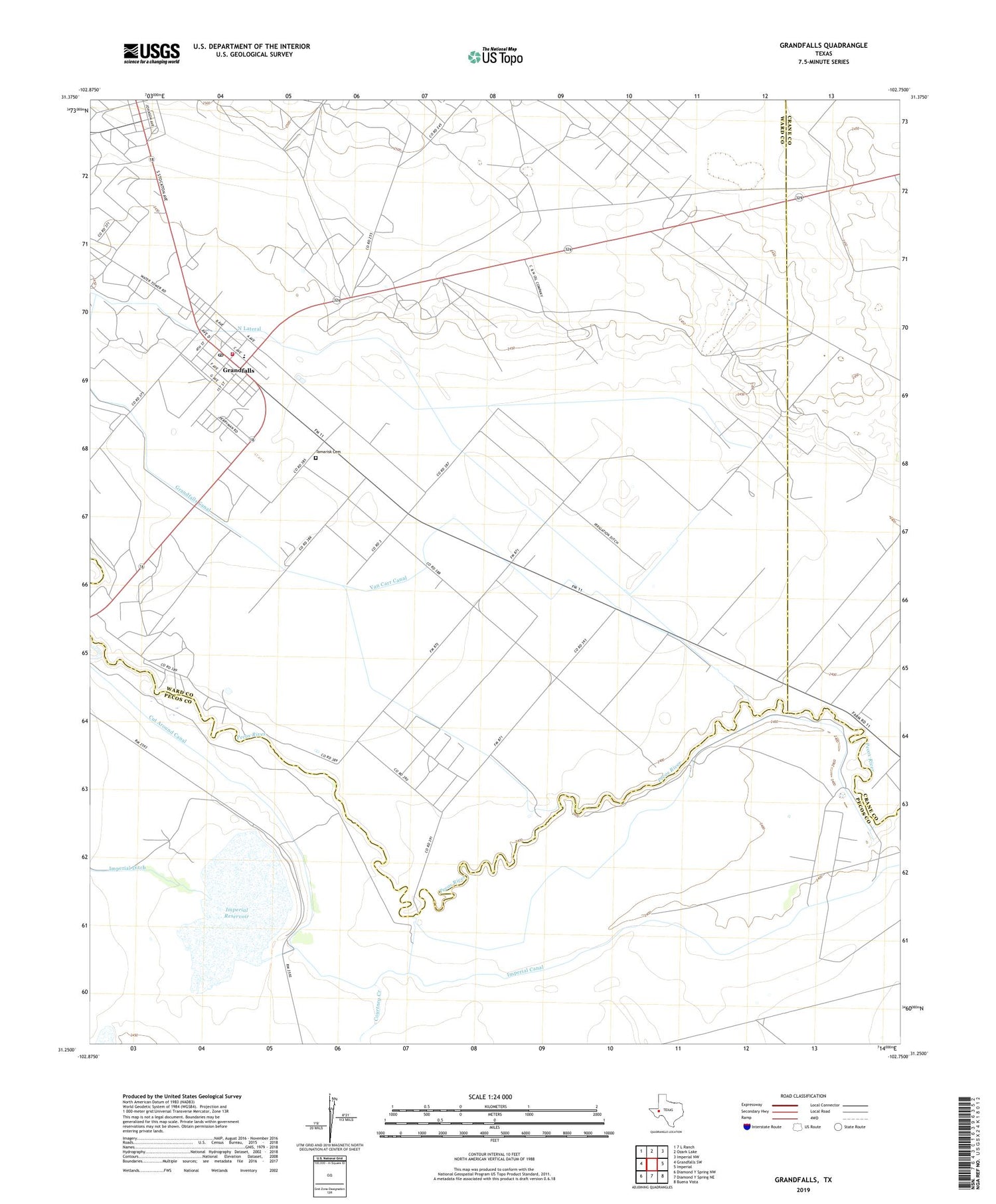 Grandfalls Texas US Topo Map Image