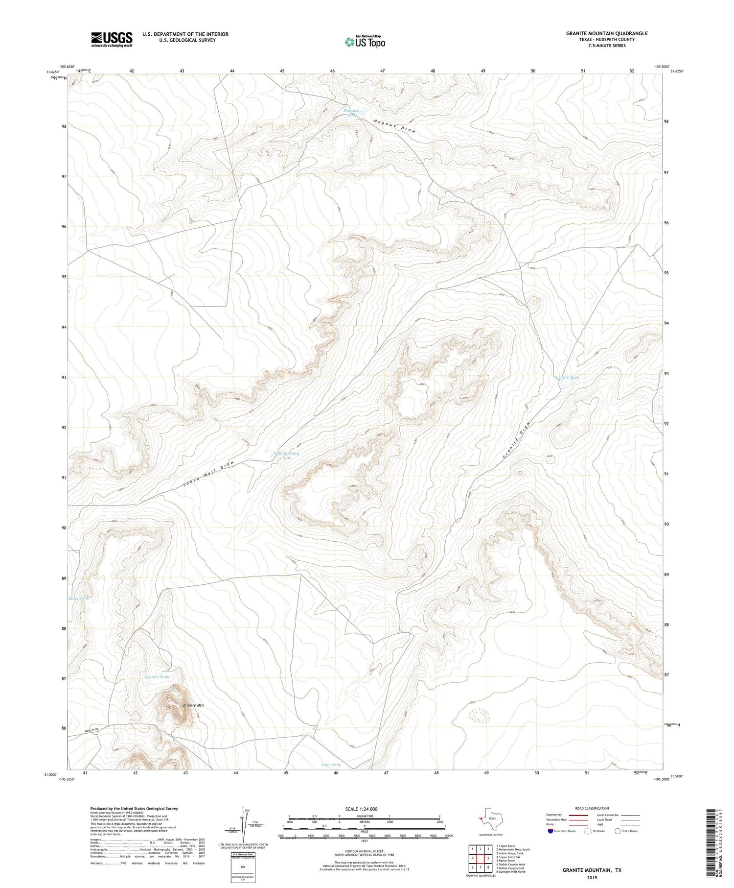 Granite Mountain Texas US Topo Map Image