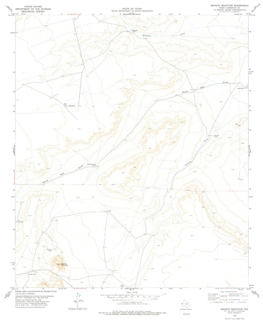 Classic USGS Granite Mountain Texas 7.5'x7.5' Topo Map Image