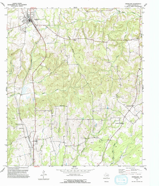 Classic USGS Grapeland Texas 7.5'x7.5' Topo Map Image